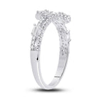 Eternal Brilliance | 14kt White Gold Womens Baguette Diamond Bypass Band Ring 1/5 Cttw - Splendid Jewellery