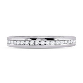 Eternal Brilliance: 14kt White Gold Womens Round Diamond Eternity Wedding Band 1/2 Cttw - Front View
