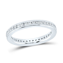 Load image into Gallery viewer, Eternal Brilliance: 14kt White Gold Womens Round Diamond Eternity Wedding Band 1/2 Cttw - Top View