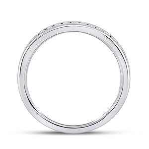 Eternal Brilliance: 14kt White Gold Womens Round Diamond Eternity Wedding Band 1/2 Cttw - Splendid Jewellery