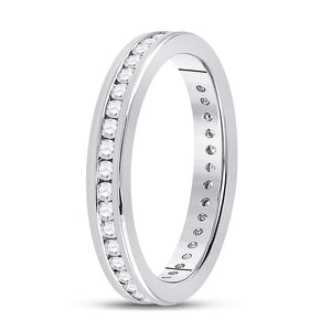 Eternal Brilliance: 14kt White Gold Womens Round Diamond Eternity Wedding Band 1/2 Cttw - Splendid Jewellery