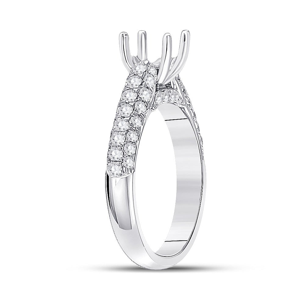 Eternal Brilliance: 14kt White Gold Womens Round Diamond Semi - Mount Setting Bridal Wedding Engagement Ring - Splendid Jewellery