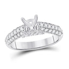 Eternal Brilliance: 14kt White Gold Womens Round Diamond Semi-Mount Setting Bridal Wedding Engagement Ring - Top View