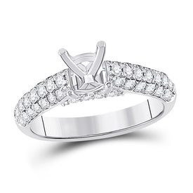 Eternal Brilliance: 14kt White Gold Womens Round Diamond Semi-Mount Setting Bridal Wedding Engagement Ring - Top View