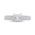 Eternal Brilliance: 14kt White Gold Womens Round Diamond Semi-Mount Setting Bridal Wedding Engagement Ring - Front View