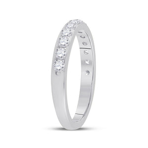 Eternal Brilliance: 14kt White Gold Womens Round Diamond Wedding Single Row Band 1/2 Cttw - Splendid Jewellery