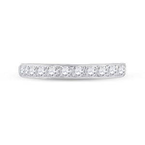 Eternal Brilliance: 14kt White Gold Womens Round Diamond Wedding Single Row Band 1/2 Cttw - Splendid Jewellery