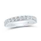 Eternal Brilliance: 14kt White Gold Womens Round Diamond Wedding Single Row Band 1/2 Cttw - Top View