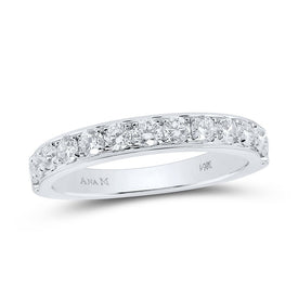 Eternal Brilliance: 14kt White Gold Womens Round Diamond Wedding Single Row Band 1/2 Cttw - Top View