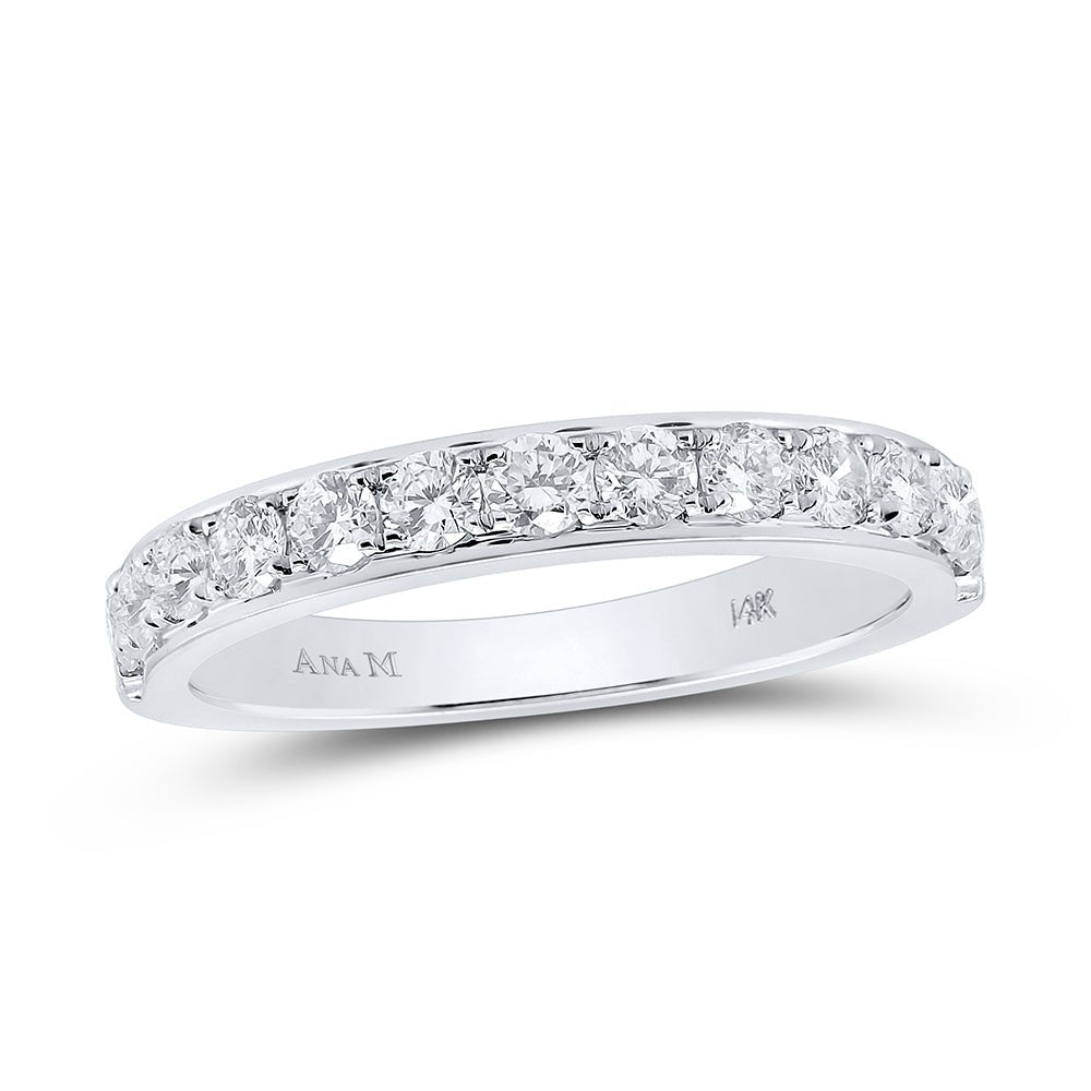 Eternal Brilliance: 14kt White Gold Womens Round Diamond Wedding Single Row Band 1/2 Cttw - Splendid Jewellery