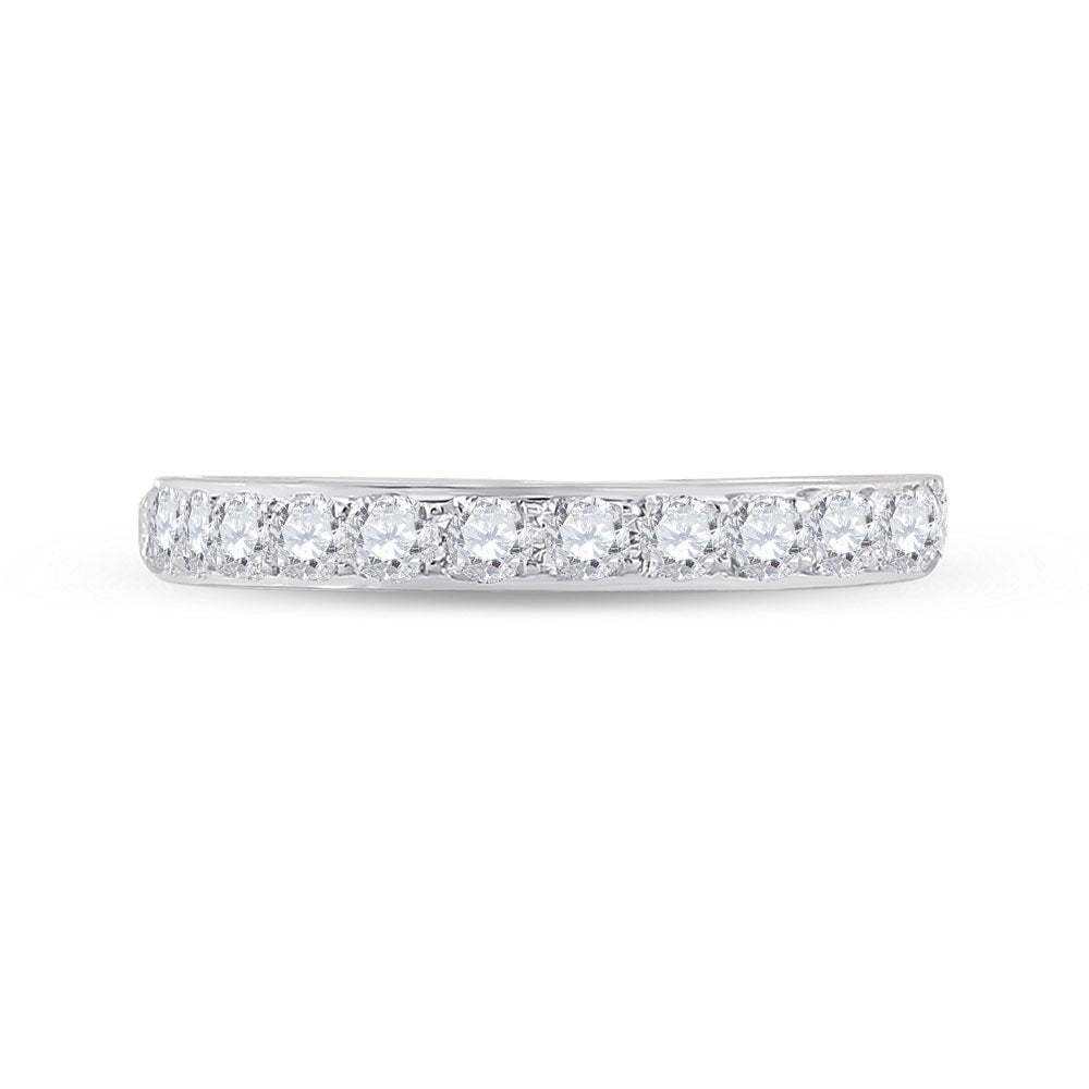 Eternal Brilliance: 14kt White Gold Womens Round Diamond Wedding Single Row Band 1/2 Cttw - Splendid Jewellery
