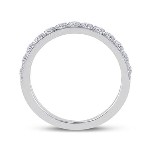 Eternal Brilliance: 14kt White Gold Womens Round Diamond Wedding Single Row Band 1/2 Cttw - Splendid Jewellery