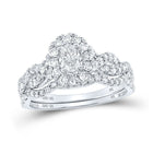 Eternal Elegance: 10kt White Gold Oval Diamond Halo Bridal Wedding Ring Band Set - Splendid Jewellery