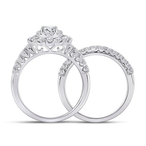 Eternal Elegance: 14kt White Gold Oval Diamond Bridal Wedding Ring Band Set - Splendid Jewellery