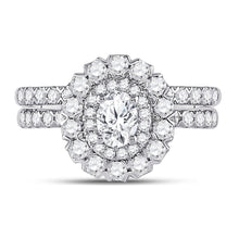 Load image into Gallery viewer, Eternal Elegance: 14kt White Gold Oval Diamond Bridal Wedding Ring Band Set - Front View