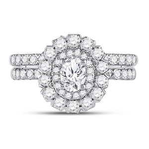 Eternal Elegance: 14kt White Gold Oval Diamond Bridal Wedding Ring Band Set - Splendid Jewellery