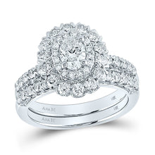 Load image into Gallery viewer, Eternal Elegance: 14kt White Gold Oval Diamond Bridal Wedding Ring Band Set - Top View