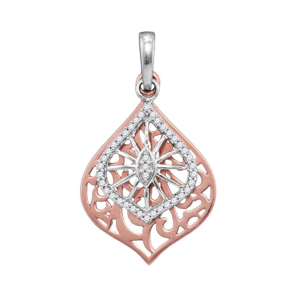Eternal Elegance: Two - Tone Gold Diamond Openwork Pendant - Splendid Jewellery