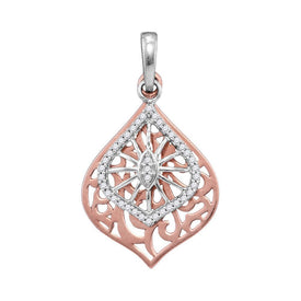 Eternal Elegance: Two - Tone Gold Diamond Openwork Pendant - Splendid Jewellery