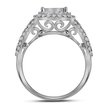 Load image into Gallery viewer, Eternal Love 1-1/2 Cttw Princess Diamond Bridal Wedding Ring Band Set - Front View