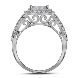 Eternal Love 1-1/2 Cttw Princess Diamond Bridal Wedding Ring Band Set - Front View