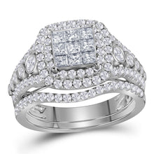 Load image into Gallery viewer, Eternal Love 1-1/2 Cttw Princess Diamond Bridal Wedding Ring Band Set - Top View