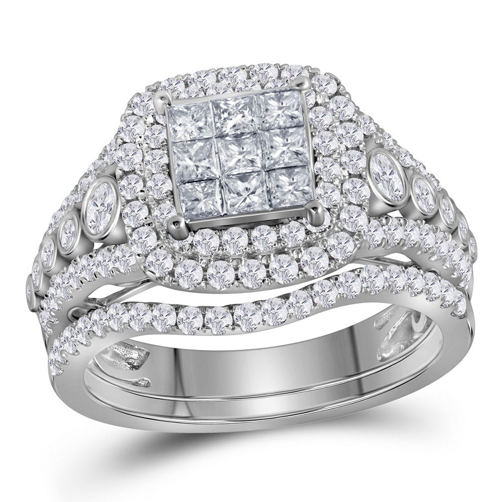 Eternal Love 1 - 1/2 Cttw Princess Diamond Bridal Wedding Ring Band Set - Splendid Jewellery