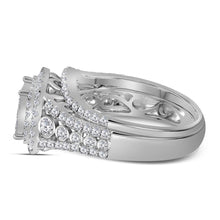 Load image into Gallery viewer, Eternal Love 1-1/2 Cttw Princess Diamond Bridal Wedding Ring Band Set - Side View