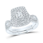 Eternal Love 1 Carat Round Diamond Wedding Ring Set in 14kt White Gold - Top View