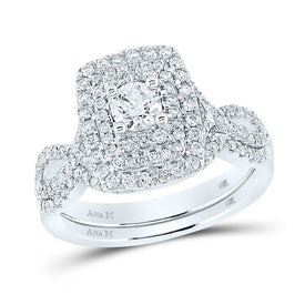 Eternal Love 1 Carat Round Diamond Wedding Ring Set in 14kt White Gold - Top View