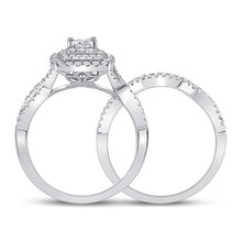 Load image into Gallery viewer, Eternal Love 1 Carat Round Diamond Wedding Ring Set in 14kt White Gold - Side View