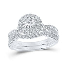 Eternal Love 1 Cttw 14kt White Gold Round Diamond Halo Bridal Wedding Ring Band Set - Splendid Jewellery