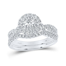 Load image into Gallery viewer, Eternal Love 1 Cttw 14kt White Gold Round Diamond Halo Bridal Wedding Ring Band Set - Splendid Jewellery
