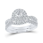 Eternal Love 1 Cttw 14kt White Gold Round Diamond Halo Bridal Wedding Ring Band Set - Splendid Jewellery