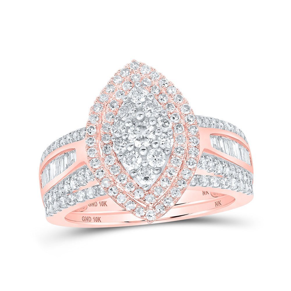 Eternal Love 10kt Rose Gold Diamond Oval Bridal Wedding Ring Band Set - Splendid Jewellery