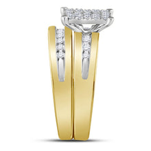 Load image into Gallery viewer, Eternal Love 10kt Two-tone Gold His Hers Round Diamond Cluster Matching Wedding Set - Alternate view 1 from Splendid Jewellery