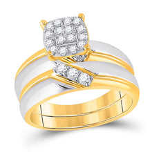 Load image into Gallery viewer, Eternal Love 10kt Two - tone Gold His Hers Round Diamond Cluster Wedding Set - 1/2 Cttw - Splendid Jewellery