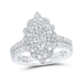 Eternal Love 10kt White Gold Diamond Marquise Bridal Wedding Ring Set - Splendid Jewellery