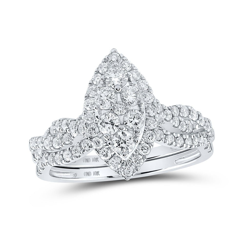 Eternal Love 10kt White Gold Diamond Marquise - shaped Bridal Wedding Ring Set - Splendid Jewellery