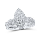 Eternal Love 10kt White Gold Diamond Marquise - shaped Bridal Wedding Ring Set - Splendid Jewellery