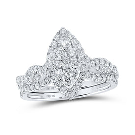 Eternal Love 10kt White Gold Diamond Marquise - shaped Bridal Wedding Ring Set - Splendid Jewellery