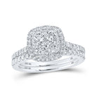 Eternal Love 10kt White Gold Diamond Square Bridal Wedding Ring Band Set 1 Cttw - Splendid Jewellery
