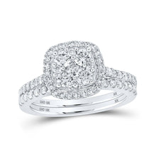 Load image into Gallery viewer, Eternal Love 10kt White Gold Diamond Square Bridal Wedding Ring Band Set 1 Cttw - Splendid Jewellery
