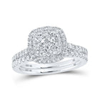 Eternal Love 10kt White Gold Diamond Square Bridal Wedding Ring Band Set 1 Cttw - Splendid Jewellery