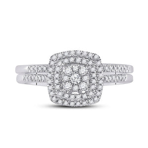 Eternal Love 10kt White Gold Diamond Square Bridal Wedding Ring Set - Splendid Jewellery