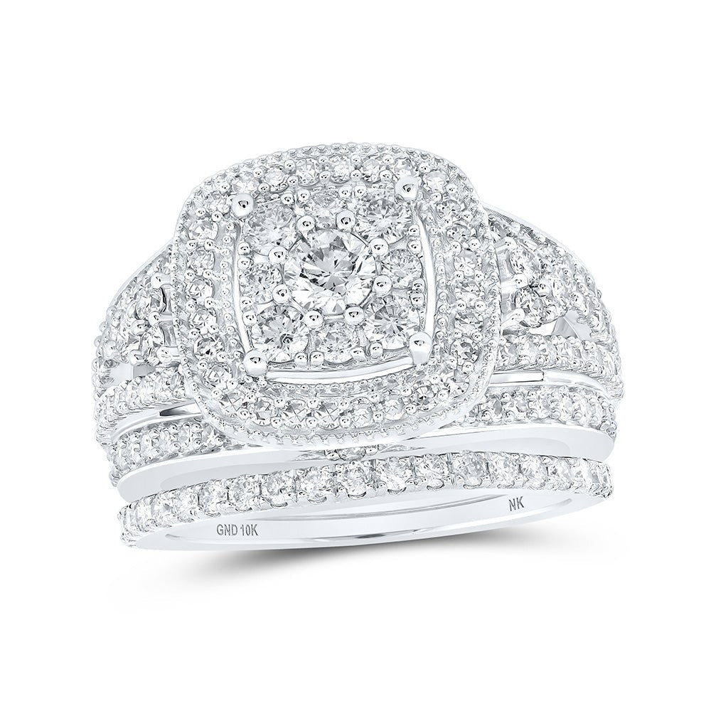 Eternal Love 10kt White Gold Diamond Square Bridal Wedding Ring Set - Splendid Jewellery
