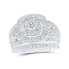 Eternal Love 10kt White Gold Diamond Square Bridal Wedding Ring Set - Splendid Jewellery