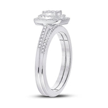 Load image into Gallery viewer, Eternal Love 10kt White Gold Diamond Square Bridal Wedding Ring Set - Alternate view 1 from Splendid Jewellery