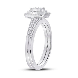 Eternal Love 10kt White Gold Diamond Square Bridal Wedding Ring Set - Alternate view 1 from Splendid Jewellery