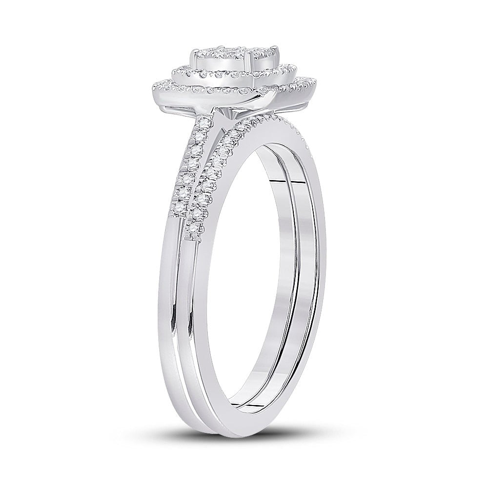 Eternal Love 10kt White Gold Diamond Square Bridal Wedding Ring Set - Splendid Jewellery